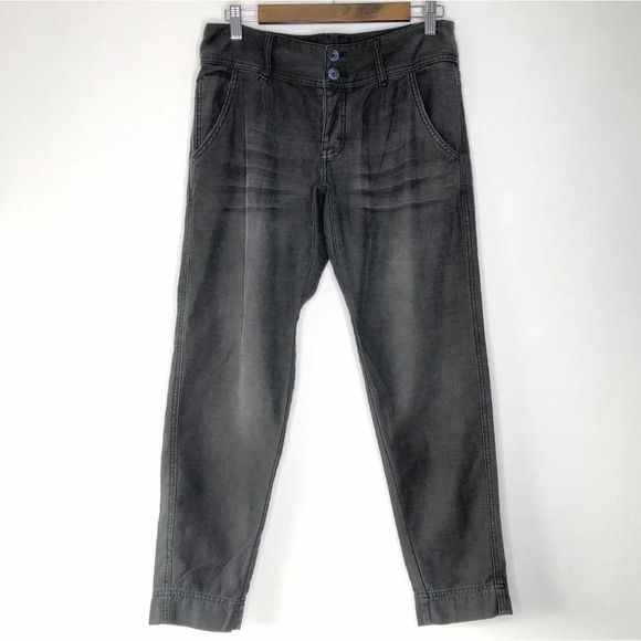 Free People Washed Out Black Button Fly Tapered Leg Pants - Picture 1 of 12